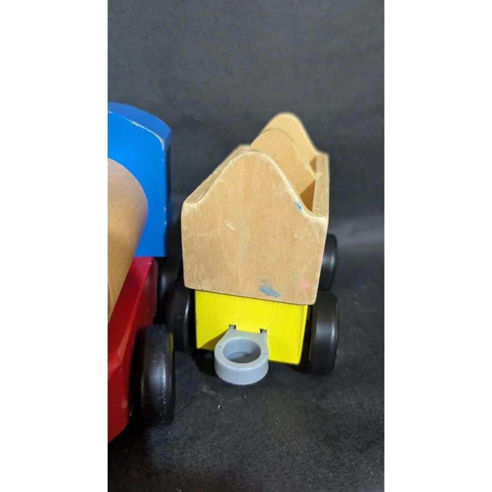 Melissa & Doug Wood Wooden Farm Train Chunky Set 3 cars 1 ENGINE set of 4 #4545‎
